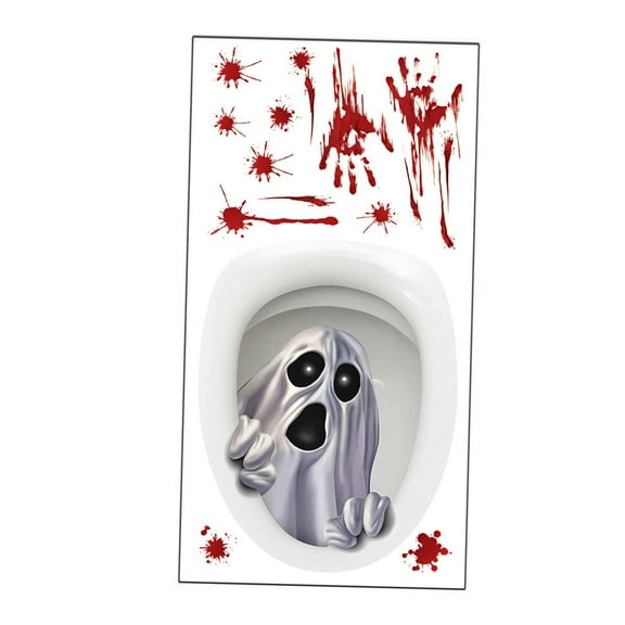 Baoblaze Halloween Toilet Seat Sticker Restroom Haunted House Toilet Lid Decals