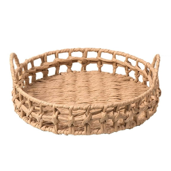 Baoblaze Handwoven Fruit Storage Baskets Basket Tray for Clothes Toys Kitchen Counter L