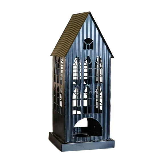 Baoblaze House Candle Holder Decorative Tea Light Lantern for Shelf Party Living Room Black Large