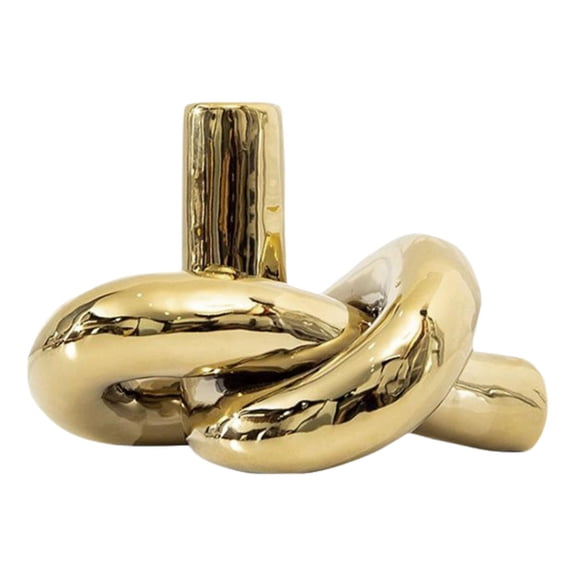 Baoblaze Irregular Knot Ceramic Statue Aesthetic Abstract for Table Shelf Living Room Gold
