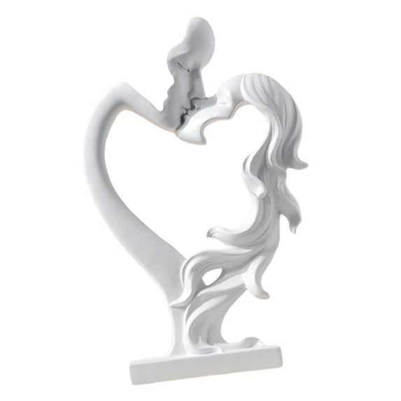 Baoblaze Kissing Couple Figurine Abstract Nordic Romantic Lovers Sculpture for Desk White