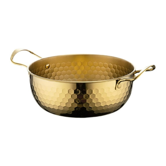 Baoblaze Korea Ramen Pot Double Ear Noodles Cooking Pot for Camping Restaurant Picnic Gold 18cm