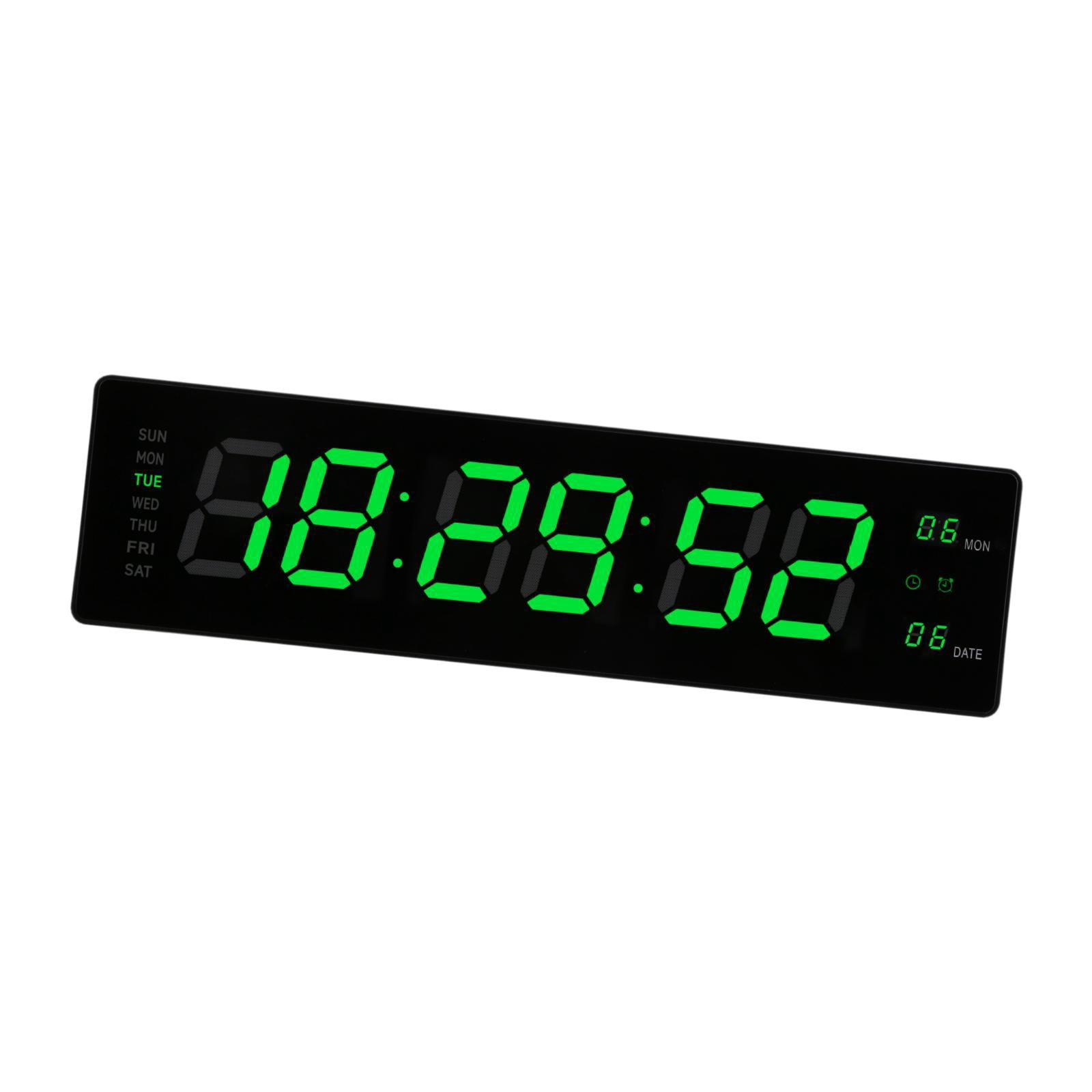 Baoblaze LED Digital Clock Bedroom Display Date Calendar Bar Wall Hanging Alarm Clock Green