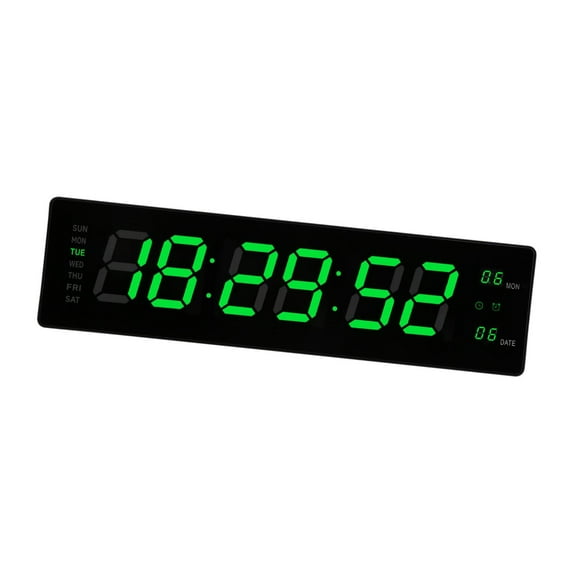 Baoblaze LED Digital Clock Bedroom Display Date Calendar Bar Wall Hanging Alarm Clock Green