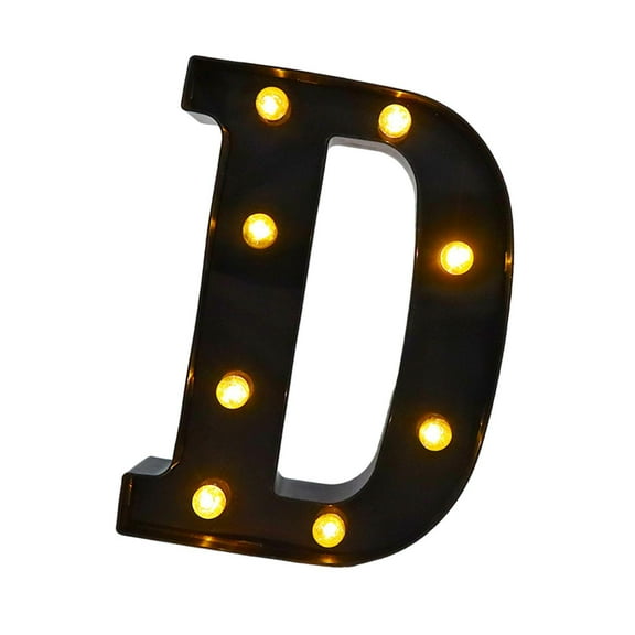 Baoblaze LED Marquee Letter Light Black Lighted Marquee Letter for Wall Home Birthday D 6.26x8.58x1.57inch