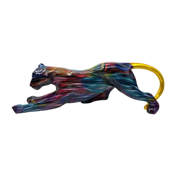 Baoblaze Leopard Figurine Animal Sculpture 16x4.3x5inch for Mantel, Bookshelves, Cafe C