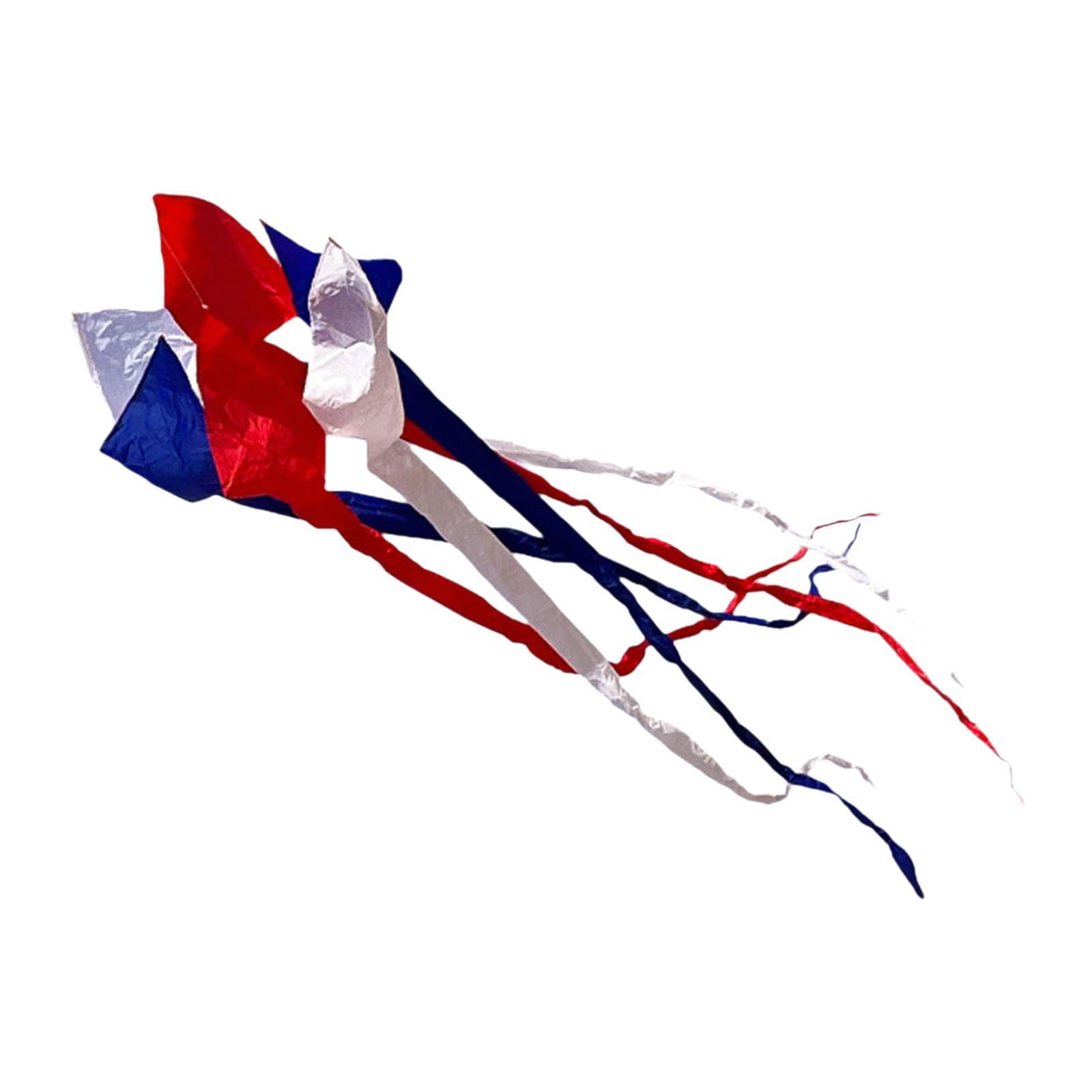 Baoblaze Long Tail Kite Decorative Popular Rotating Tube Kite for Park Grasslands Sea Red White Blue