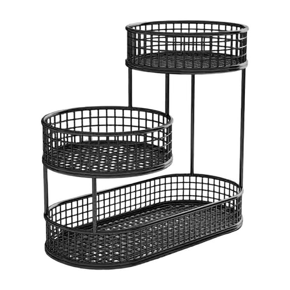 Baoblaze Metal Fruit Basket Serving Stand Wrought Iron Fruit Stand Large Capacity Counter Space Saver Fruits Stand Holder Serving Bowl black