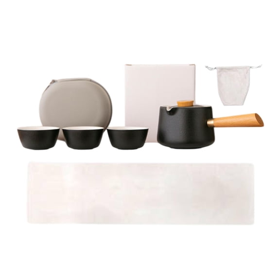 Baoblaze Mini Travel Ceramic Tea Pot Set Outdoor Small Ceramic Teapot Chinese Tea Set for Black