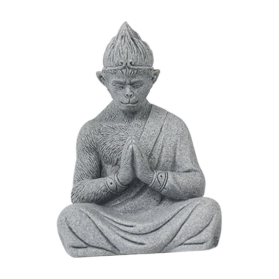 Baoblaze Miniature Figurine Sun Sculpture Balcony Sitting Monkey Buddha Statue 10.3x5.2x7.3cm Pray