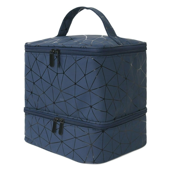 Baoblaze Nail Polish Organizer Case Art Craft Organizer Multipurpose Portable Storage Box Dark Blue