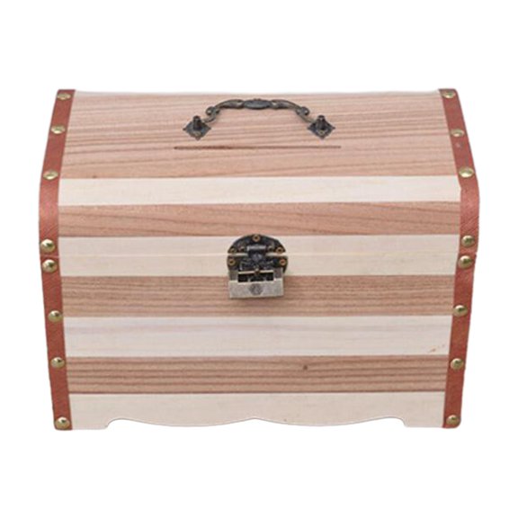Baoblaze Piggy Bank Decor Memory Hobby Preservation Keepsakes Box Wood Treasure Chest