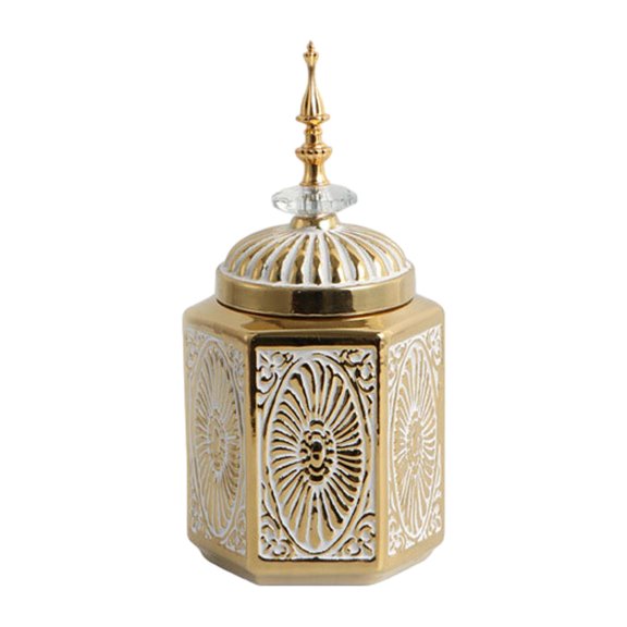 Baoblaze Porcelain Ginger Jar Ceramic Tea Canister for Centerpiece Bookshelf S