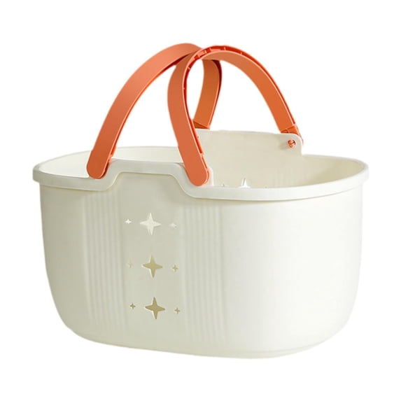 Baoblaze Portable Shower Basket Drainage Toiletry Bag Bin for Cosmetics Toiletry Soap White and Orange