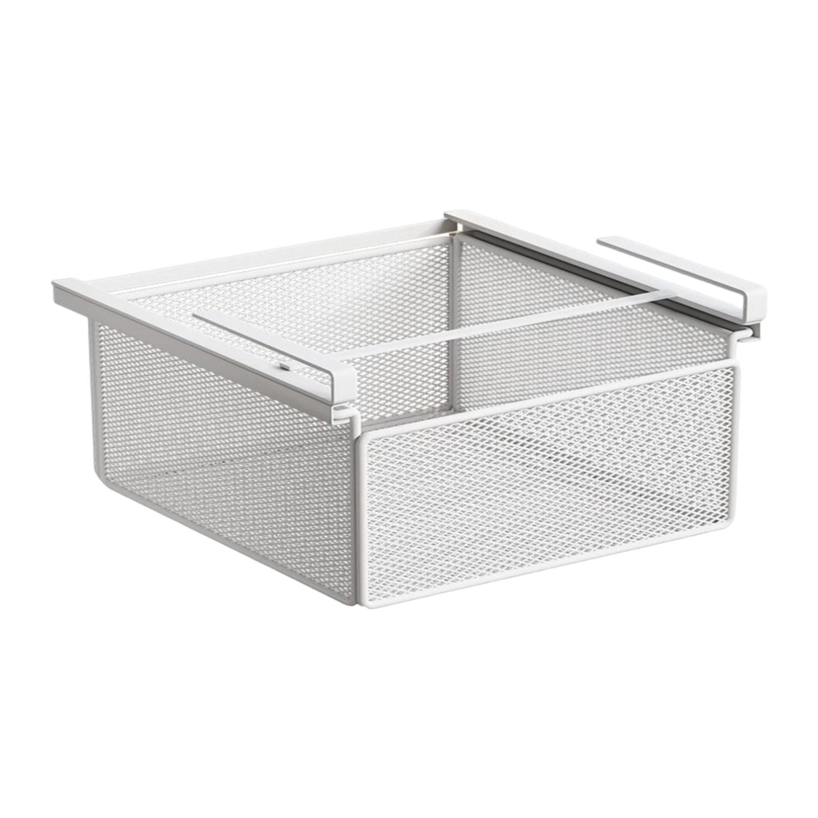 Baoblaze Removable Under-Shelf Storage Basket, Hanging Under-Desk Organizer, Drawer Tray, White
