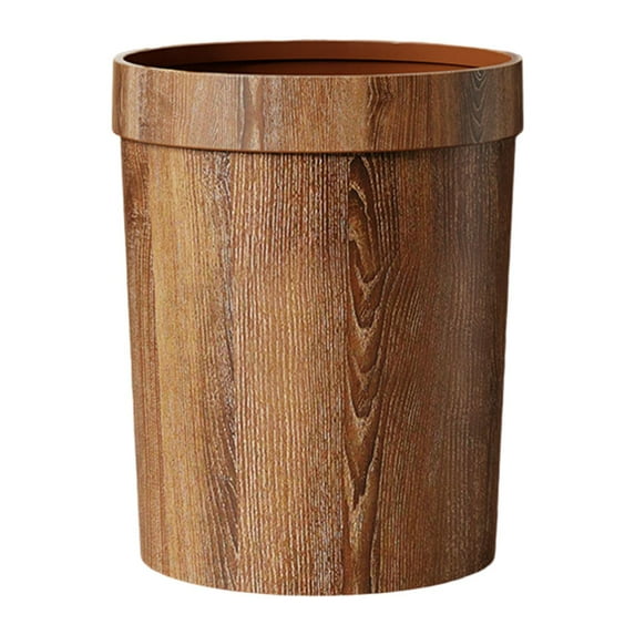 Baoblaze Round Trash Can Garbage Container Rubbish Bin Brown