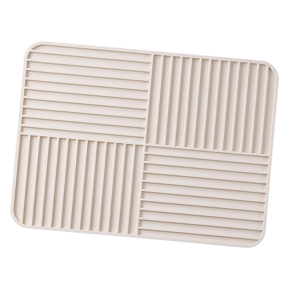 Baoblaze Silicone Dish Dry Mat Insulation Pad Roll up Storage Cutting Board Anti Slip Pad Beige White