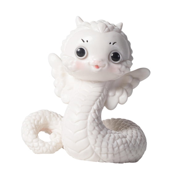 Baoblaze Snake Statue Collection Bookshelf Tea Pet for Living Room Tea Lovers Tearoom White