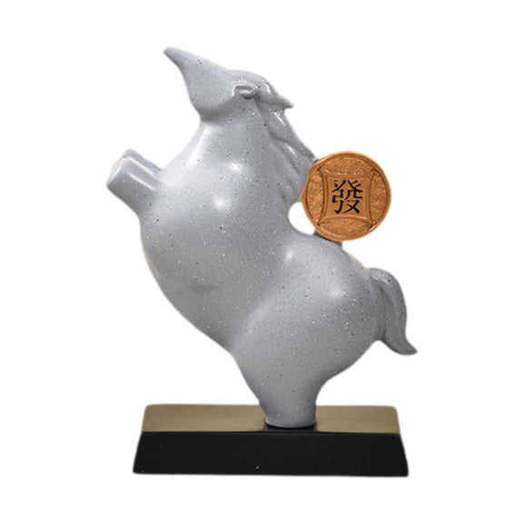 Baoblaze Standing Horse Statue with Copper Feng Shui Decoration for Desk Office Bedroom Gray