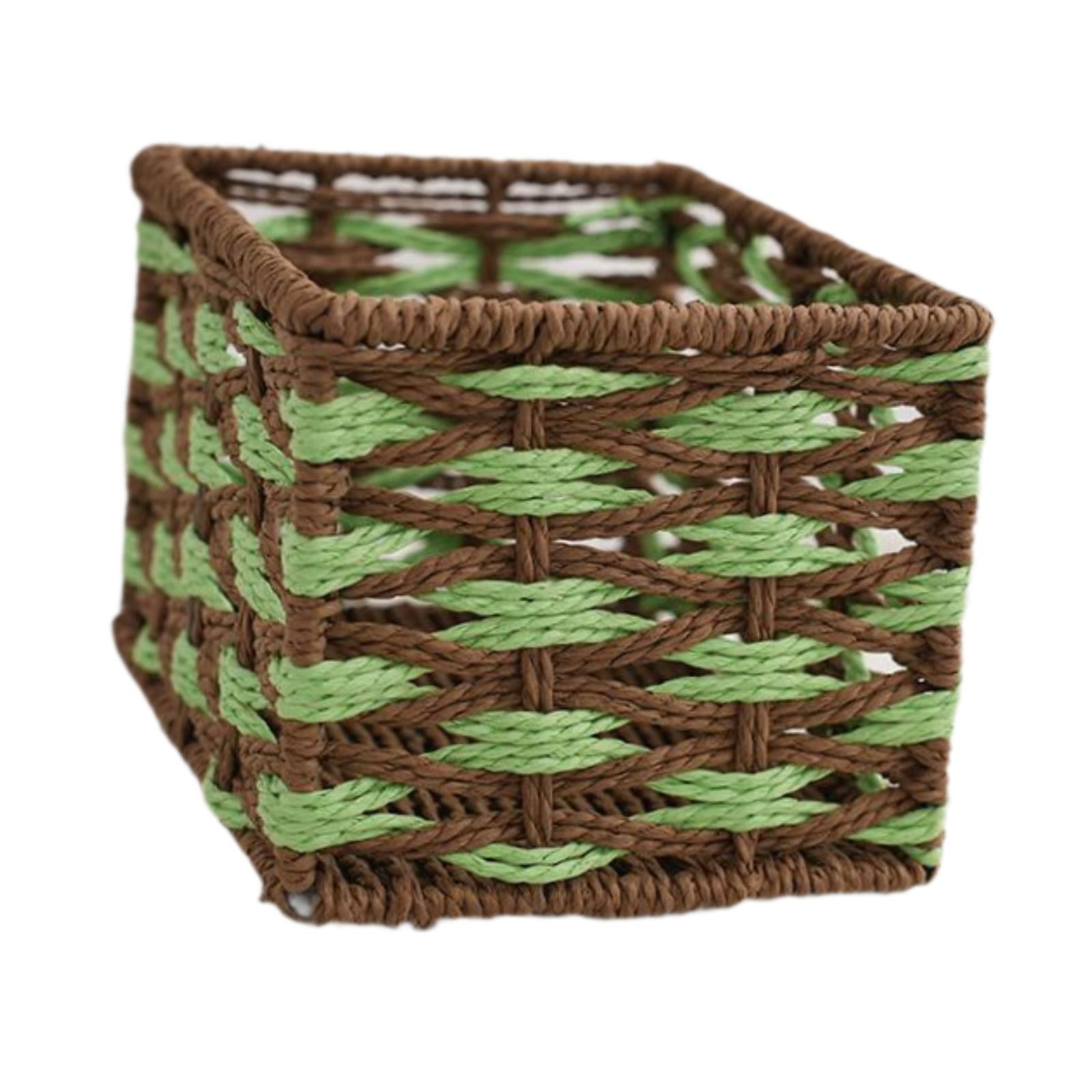 Baoblaze Storage Basket Storage Bin Home Decor Rectangular Paper Rope Organizer Container 27cmx20cmx16cm