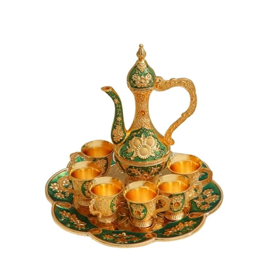 Baoblaze Turkish Coffee Tea Pot Set Art Crafts Tea Cup Set for Home Living Room