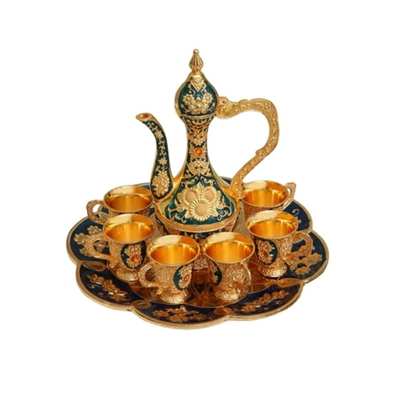 Baoblaze Turkish Coffee Tea Pot Set Art Crafts Tea Cup Set for Home Living Room