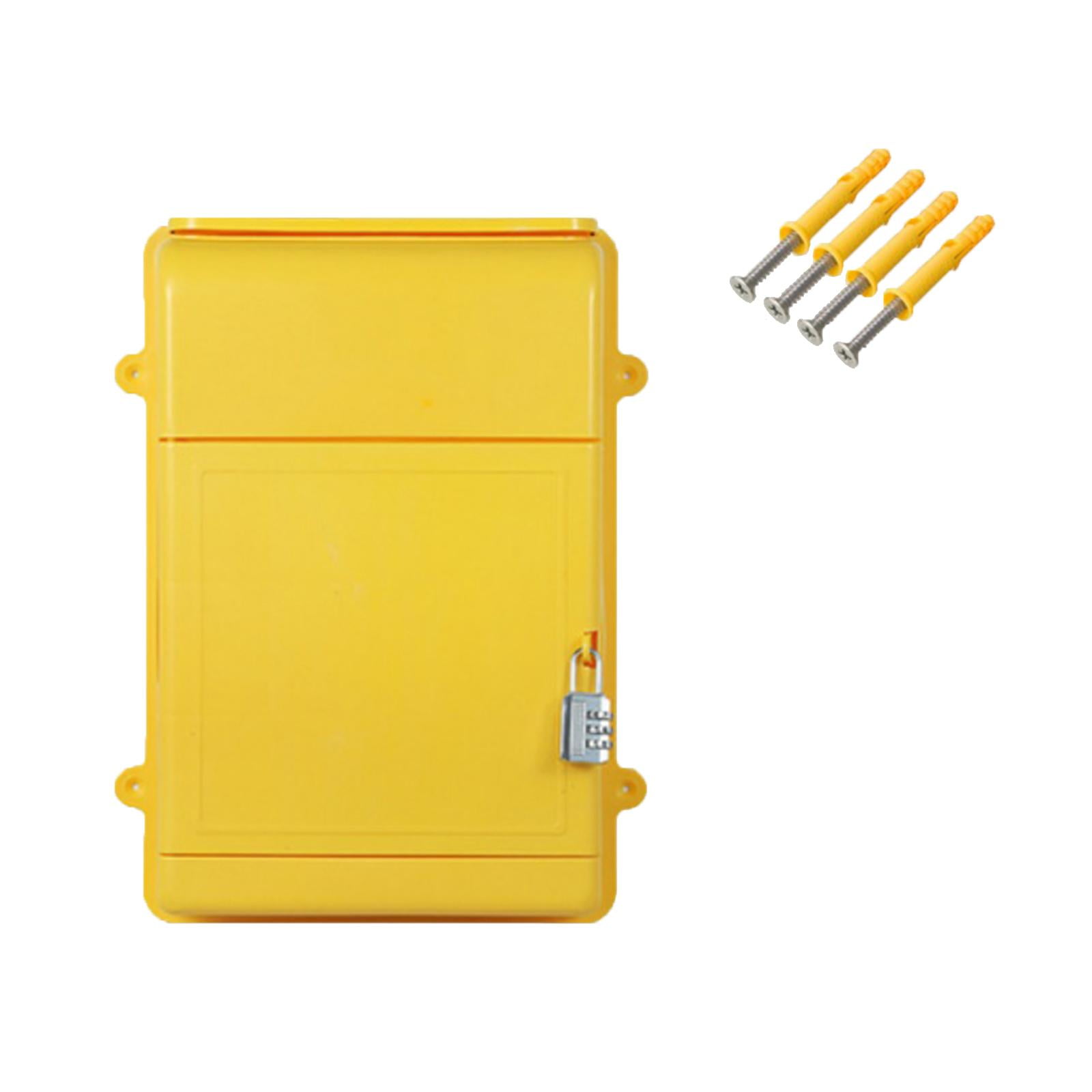 Baoblaze Wall Hanging Mailbox Post Box with Code Lock 34.5x26x10cm for Hotel Business Yellow