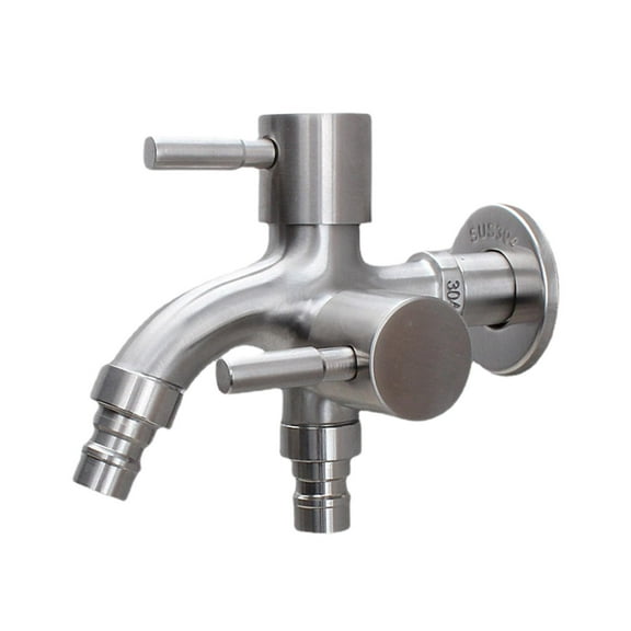 Baoblaze Washing Machine Faucet Double Spout Double Handle Sink Water Tap Replacement Double Pointed Mouth