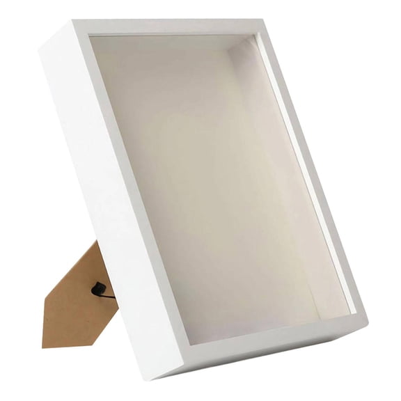 Baoblaze Wood Shadow Box Frame Crafts Wood Memory Display for Memorabilia Flowers Medals White