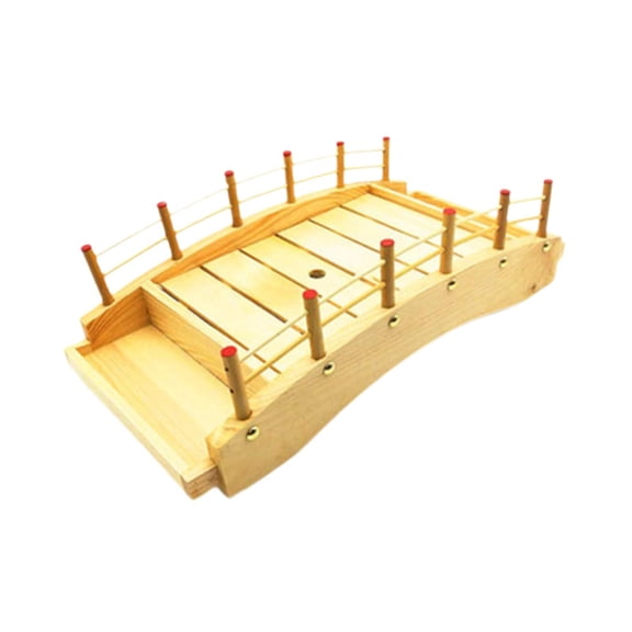 Baoblaze Wood Sushi Bridge Dish Multipurpose Tableware Food Plate Sashimi Serving Platter M