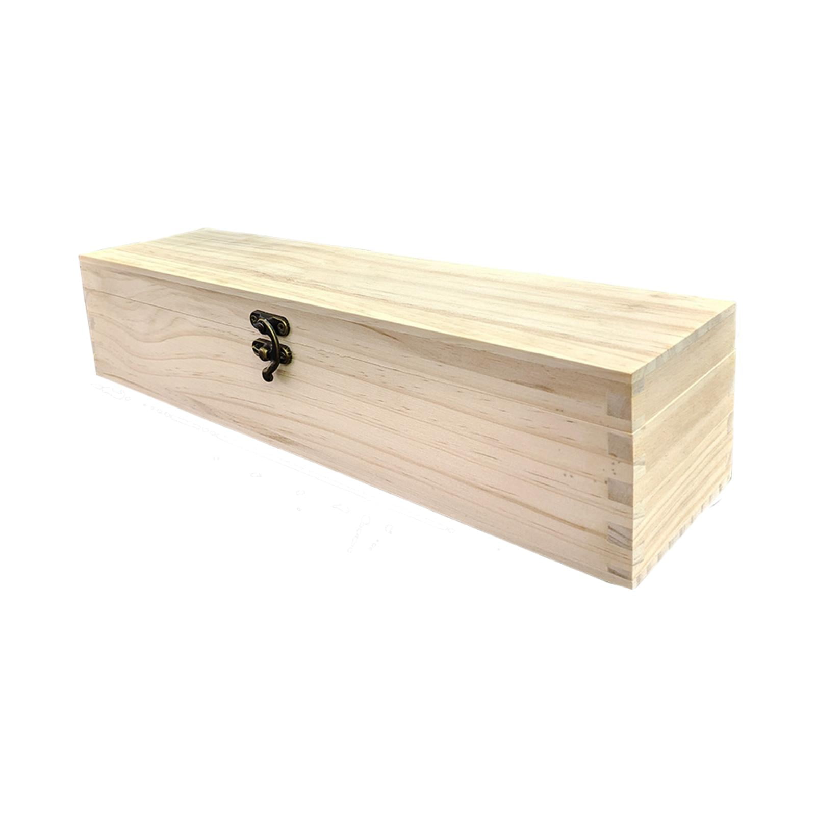 Baoblaze Wooden Box with Hinged Lid Unfinished Wood Storage Box Rectangle Keepsake Box 36.8cmx9.8cmx8cm Walmart
