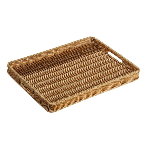 Baoblaze Woven Decorative Tray Bread Serving Basket for Party Countertop Coffee Table 40cmx30cmx4.5cm