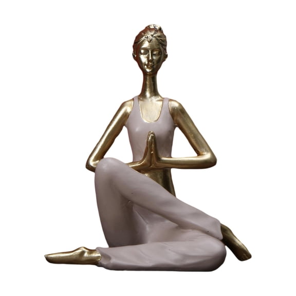 Baoblaze Yoga Statue Decorative Resin Women Yoga Pose Statue for Shelf Office Desktop C