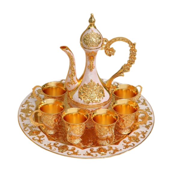 Baoblaze pot Set Art Crafts Metal Turkish Coffee Set for Christmas Gift Party white