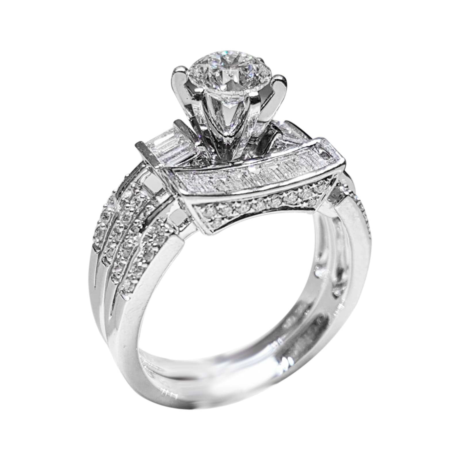 Baocc Accessories Silver Women Fashion Trend Single Full Diamond Zircon Ring  Ladies Jewelry Diamond Rings for Women Size 6 10 Rings Mr6 