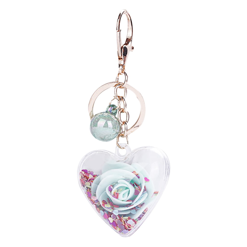 Baocc Accessories Cute Keychain Women Acrylic Love Sequin Rose Ring ...