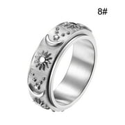 Baocc Ring Nanafast Stainless Steel Swivel Ring Relieves Anxiety Ring Sun Moon Star Commitment Engagement Ring Accessories Silver