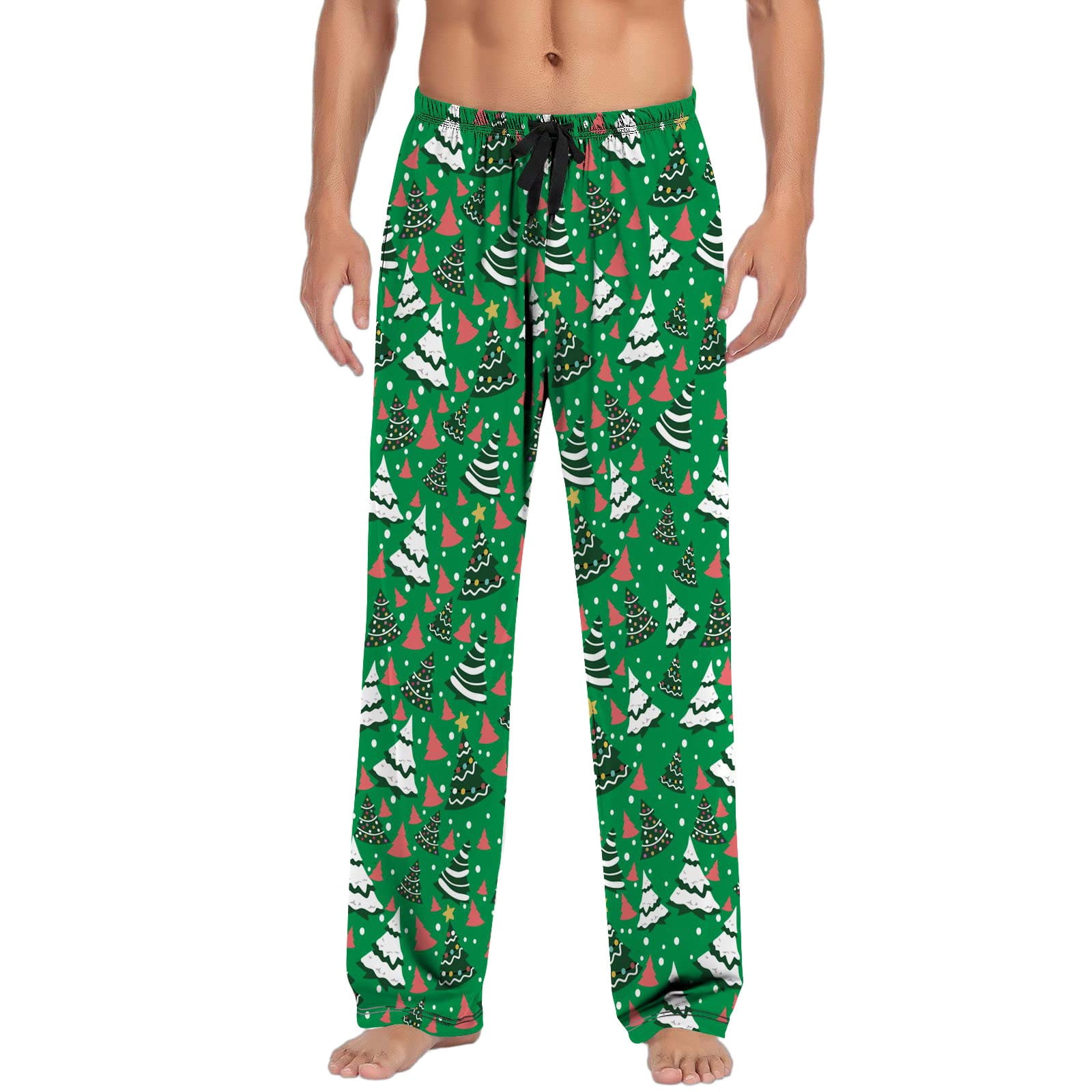Baocc Christmas Pajamas Christmas Mens Casual Pants Pajama Pants with  Drawstring and Pockets Christmas Gift Pajama Pants Brown M 
