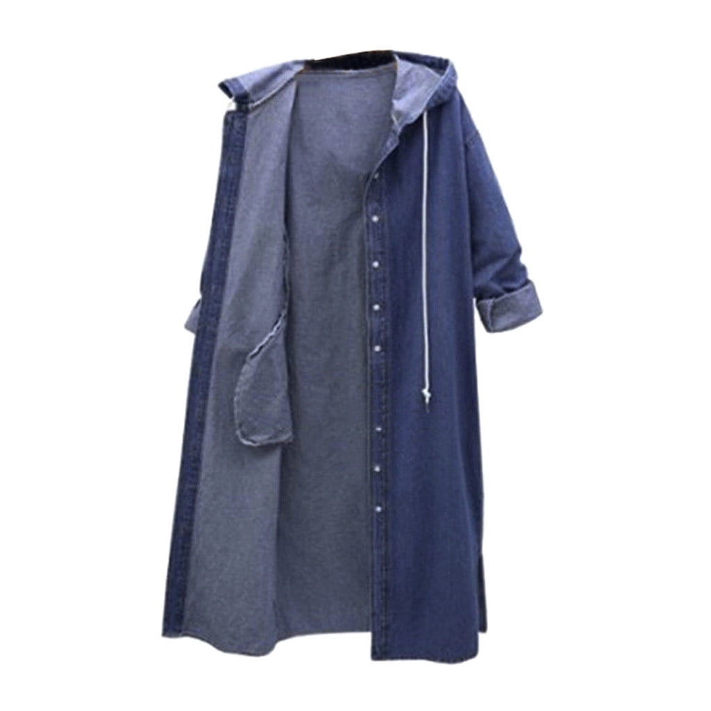 Adviicd Denim Jackets For Women Trendy Women's Basic Button Down Long Sleeve Stretchy Jean Trucker Denim Jacket (Dark Blue,M