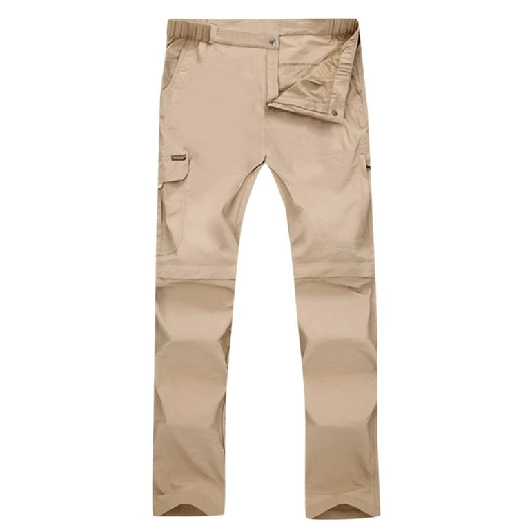 Baocc Hiking Pants Men Quick Dry Hiking Pants Waterproof Casual Trousers  Outdoor Convertible Pants Joggers for Men Khaki 