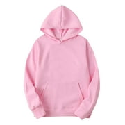 Baocc Hoodie Sweatshirt Men and Women Blouse Shirt Autumn and Winter Leisure Hooded Sweater Solid Color Sweater Soft Top Blouse Essentials Hoodie Pink, Sizes up to 3XL