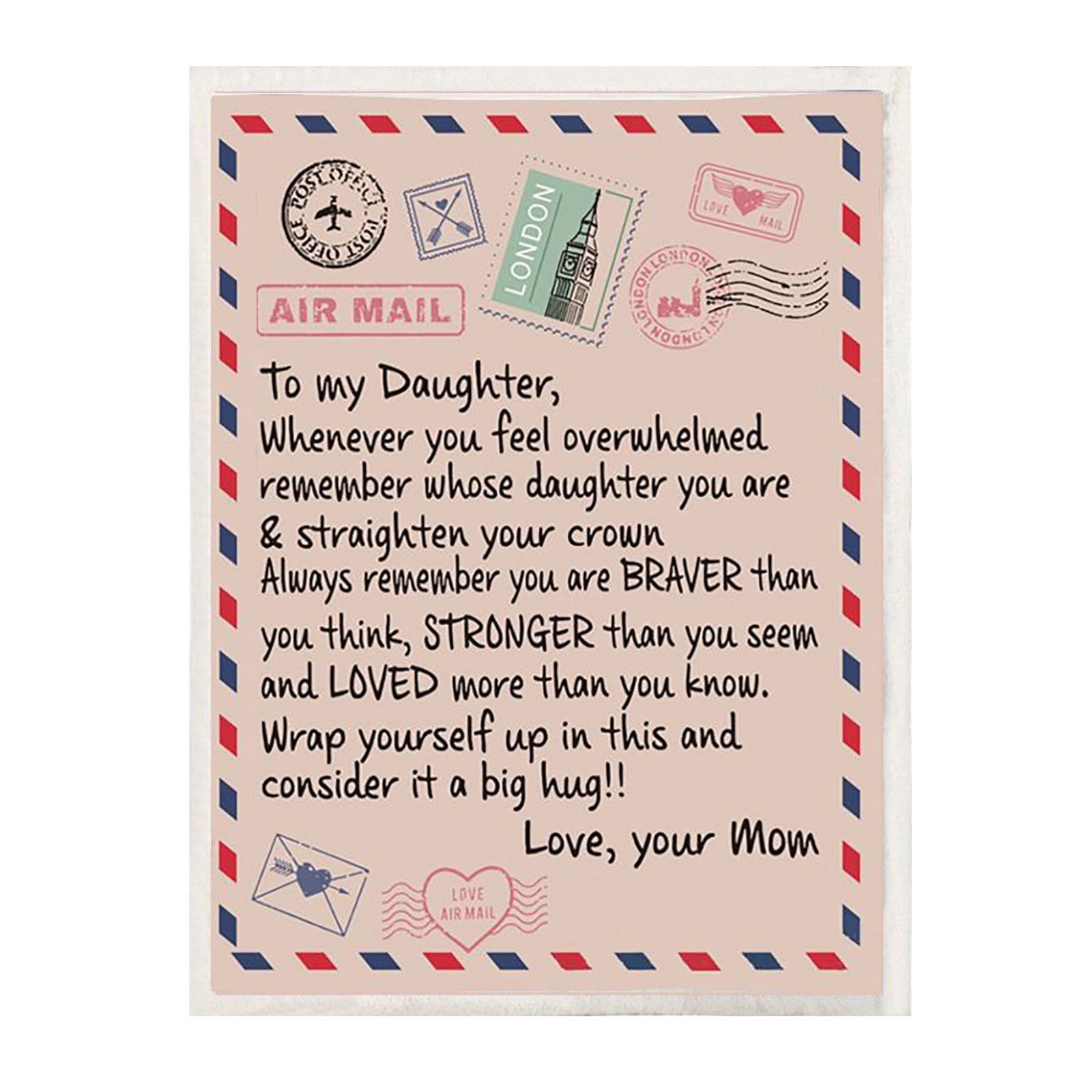 Baocc Household Textile Daughter Gift Letter Hug Blanket for Daughter Son Gift for Daughter From Mom and Dad Birthday Gift for Daughter Back to School Gift for Adult Daughter Blanket Dm