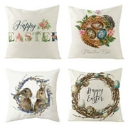 Baocc Household Textile Easter Case Pillowcase Cushion Set Bunny Decorative Decor Holiday Covers for Home Covers 4 Spring Throw Of Outdoor Rabbit 18X18 Case Pillow Case Multicolor
