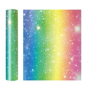 Baocc Htvront Heat Transfer Holographic Heat Transfer Rainbow Stripe Pattern Bundling Roll Soft Metal Htv for Ironing Clothes and Other Fabrics A