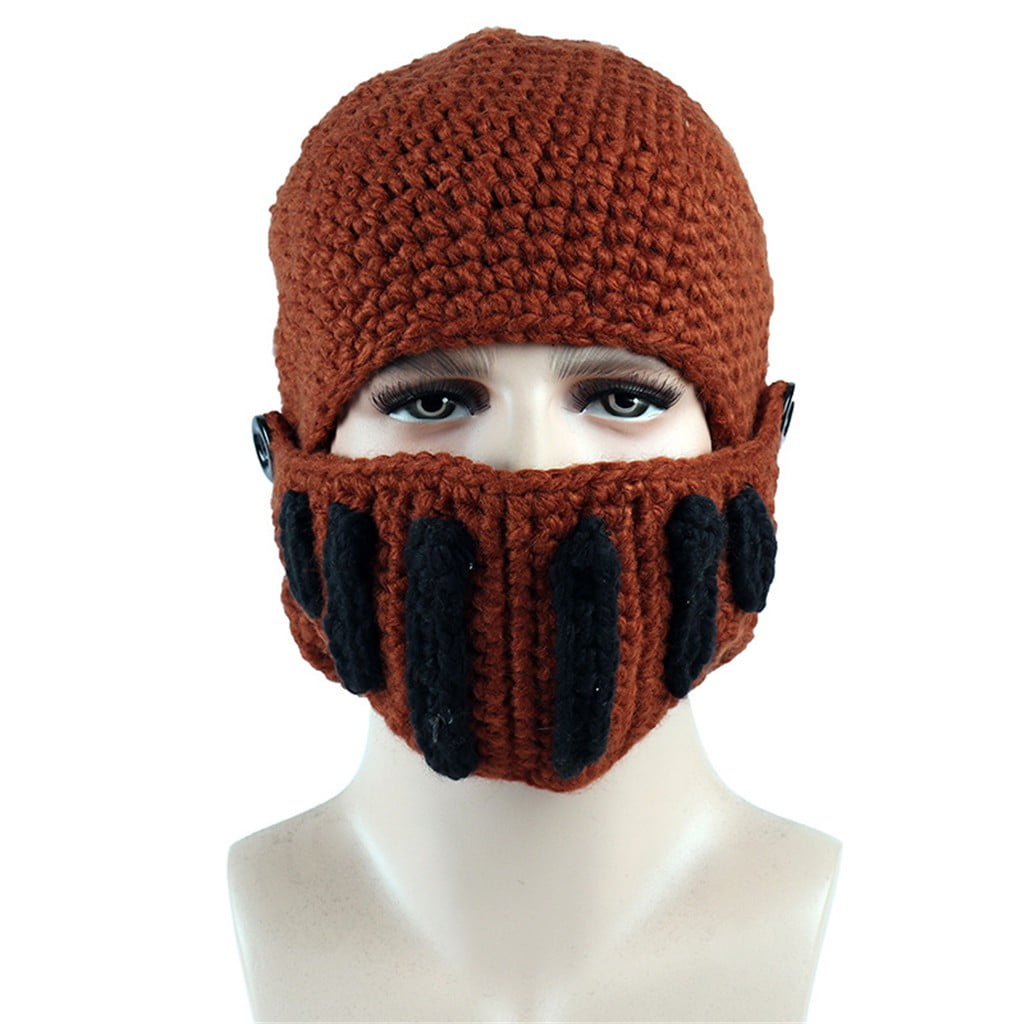 Baocc Knit Hat Men Novelty Mask Stretch Hat Roman Knight Knit Cap