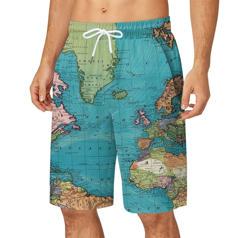 Baocc Mens Swim Trunks Mens Summer Plus Size Pants Pocket Drawstring Loose Casual Sports Running Straight Five Points Shorts Beach Pants Bathing Suits