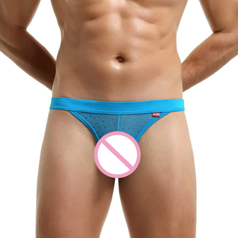 Baocc Mens Thong Men's Sexy Jockstrap Breathable Underwear Mesh Jock Strap  Mens Underwear Sky Blue M