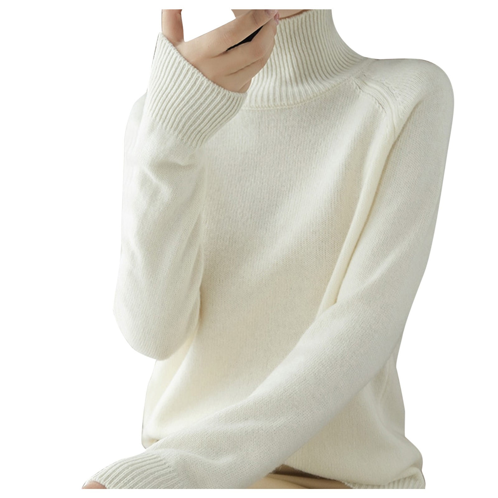 Baocc Mock Neck Sweater Turtleneck Sweater Women's Autumn and Winter New  Thickened Korean Women's Solid Color Pullover Loose Knitted Long Sleeved