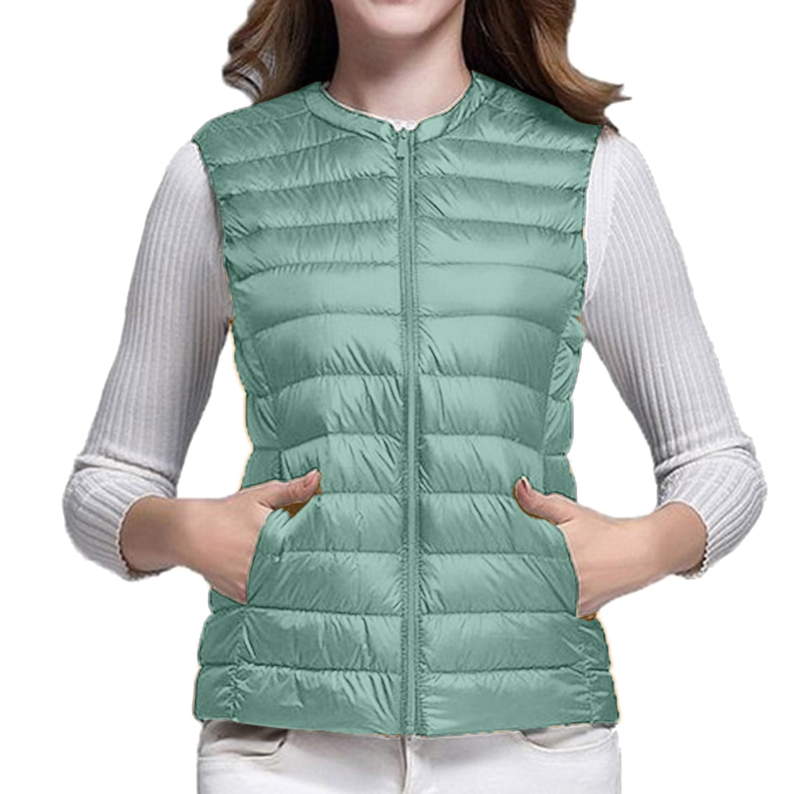 Baocc Puffer Vest Women, Women Vest Cultivate One Morality Warm V Neck