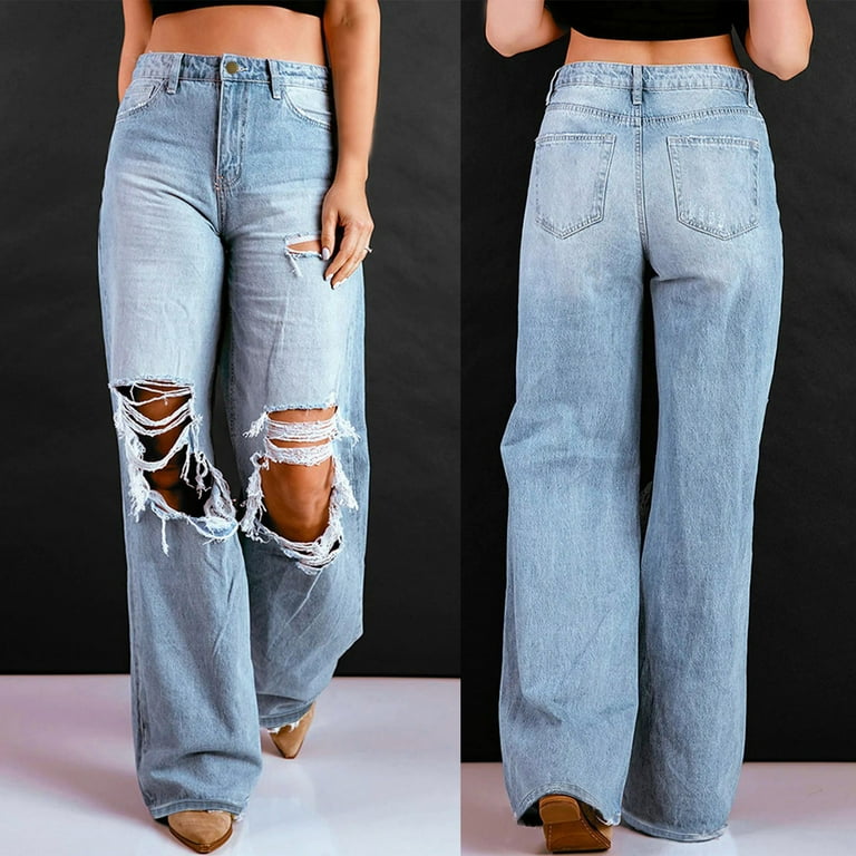 Ripped mom jeans discount